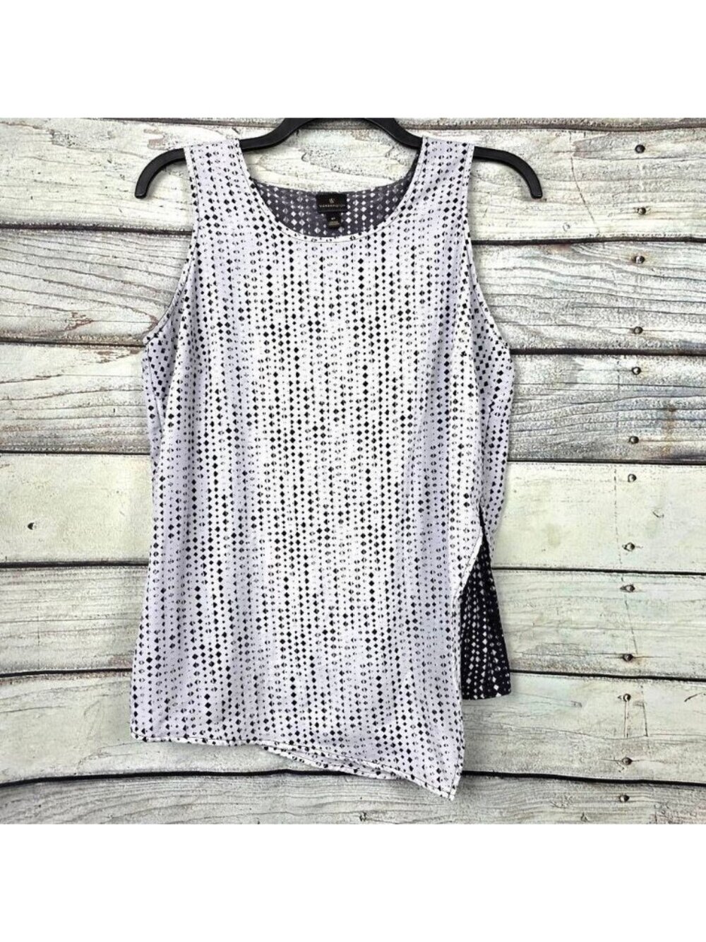 Worthington Layered Tank Top Black White Print LT